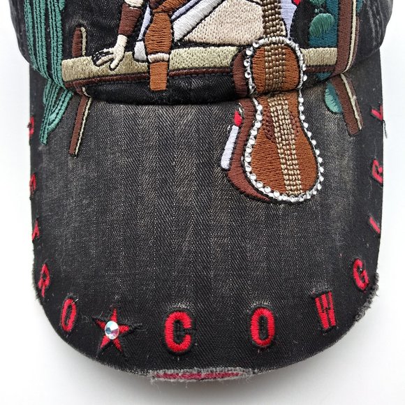 Retro Cowgirl Distressed Cap - Picture 11 of 12
